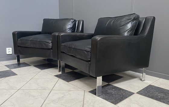 Image 1 of 2 black leather Tecta chairs by Hans Konecke 1960s model D45