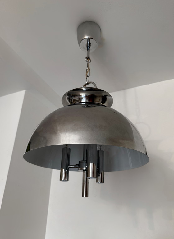 Image 1 of Space Age verchroomde kroonluchter 70's design