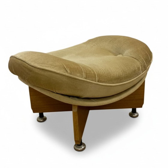 Image 1 of Vintage Stool with Sculptural Wooden Base, 1980s