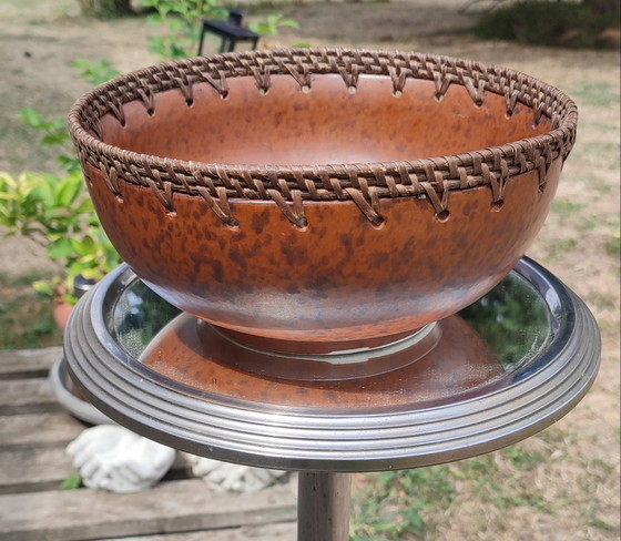 Image 1 of Coupe poterie Rinjani Lombok Indonésie Argile et rotin