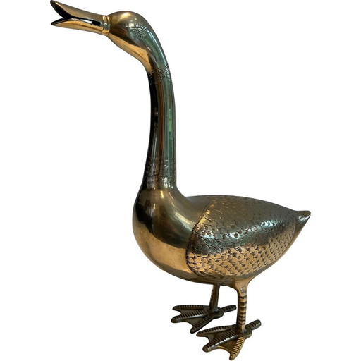 Escultura decorativa vintage de pato de latón, 1970