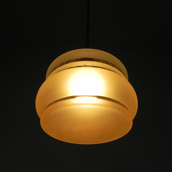 Image 1 of Lampada a sospensione Art Déco con paralume in vetro rosa, anni '30