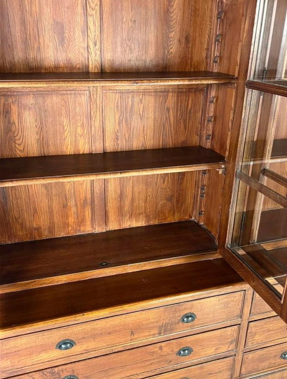 Eichholtz Sideboard - Bookcase - Display cabinet - solid oak cabinet Flamant, Wood, Glass, Brown, Klassiek (photo 8 of 15)