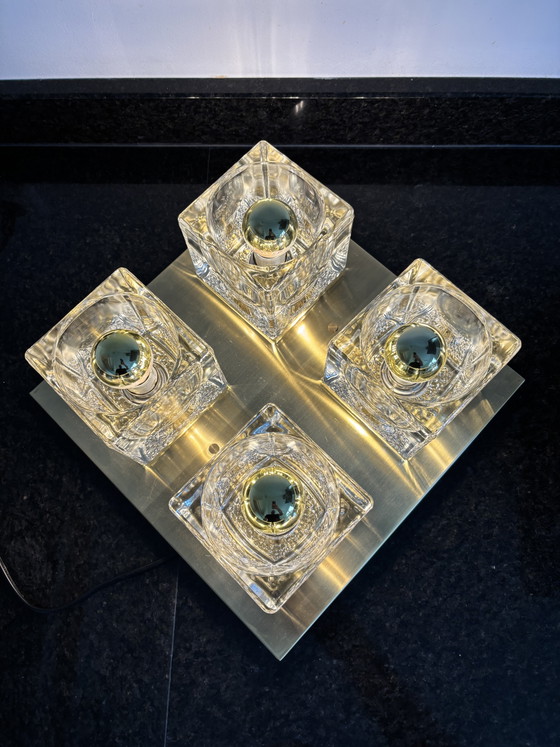 Plafoniera "Ice Cube" vintage Peill & Putzler in ottone – Plafoniere, Glass (photo 7 of 10)
