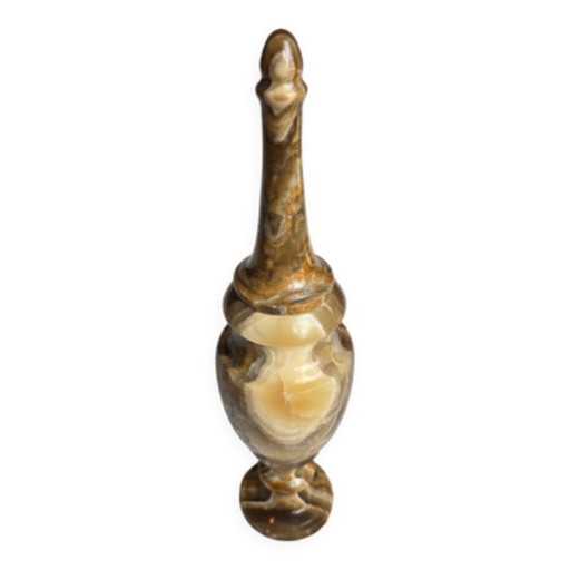 Vintage covered vase in veined marble onyx, 1960s-1980s – vazen, Stone