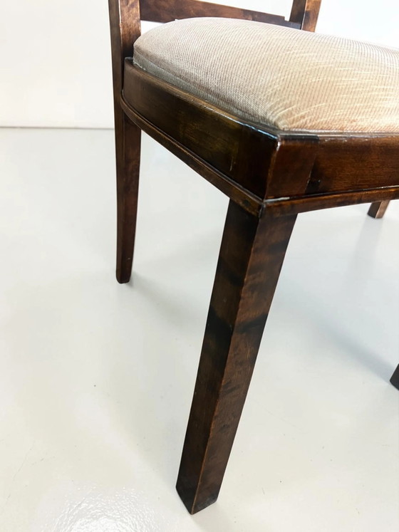 Mid Century Fauteuil Set, 2x Notenhouten Vintage Fauteuils Jaren 40 | Gestoffeerde Houten Stoelen B&F – Wood (photo 11 of 14)