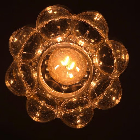 Helena Tynell Bubble lamp 1960s, Vintage Pendant lamp, Glashütte Limburg, Metal, Glass, Transparent (photo 7 of 13)