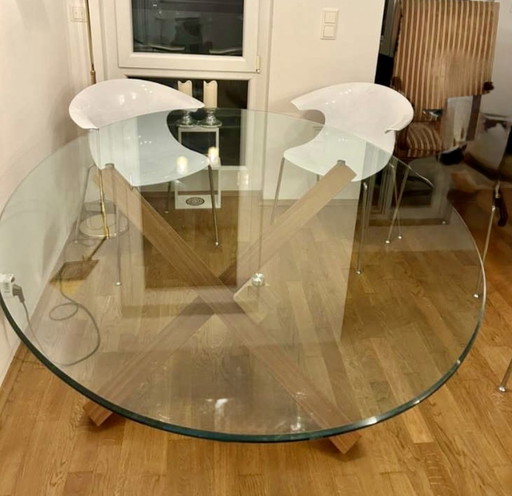 Elegant designer oval glass table 180x130 cm, seats 6 people - available due to relocation