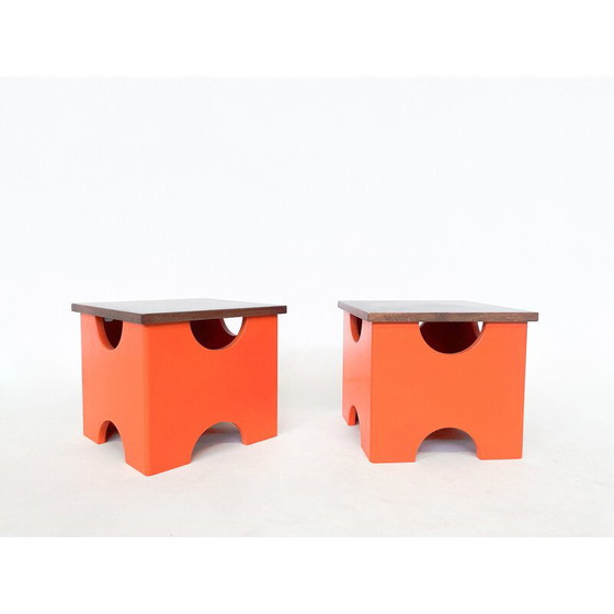 Image 1 of Paire de tabourets Dado du milieu du siècle par Ettore Sottsass