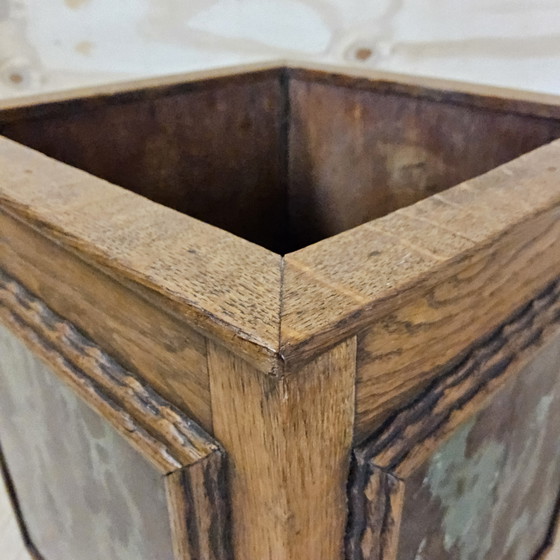 Image 1 of Antiker Art Deco (Haager Schule) Pflanzgefäß farbige Fliesen / Eiche