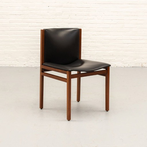 Chaise de salle à manger Tito Agnoli La Linea années 60 – eetkamerstoelen, Wood, Leather (photo 2 of 12)