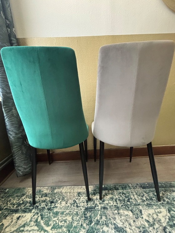 Set di 8 sedie in velluto – tortora e verde smeraldo – ottime condizioni – beliani, Sedie da pranzo, Velvet (photo 3 of 5)