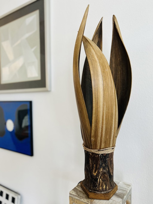 Lámpara de mesa vintage de hoja de plátano