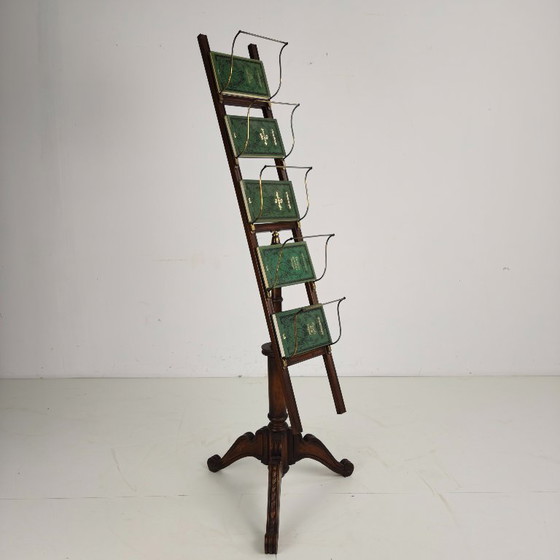Image 1 of English antique revolving newspaper and book stand