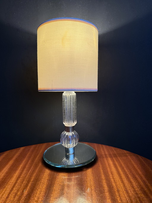 Kleine Art-Deco-Lampe aus Glas und Messing