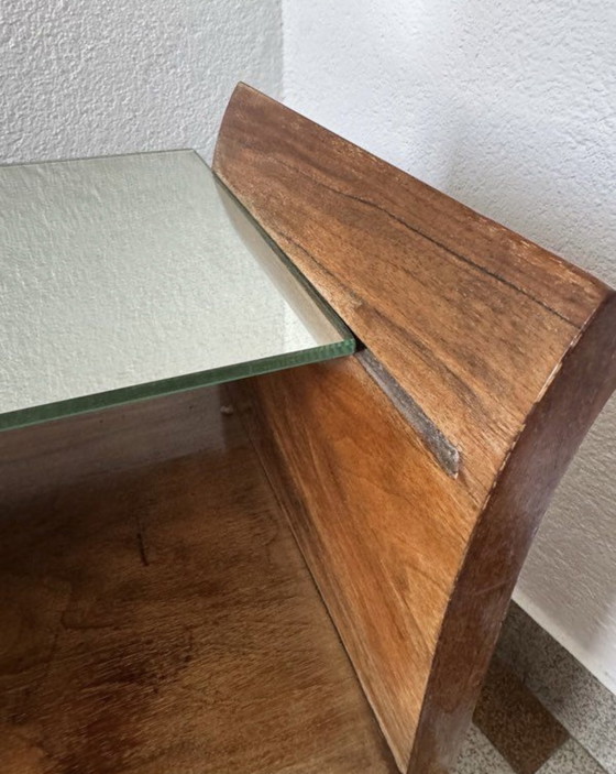 Image 1 of Chevet Art Déco bois et miroir