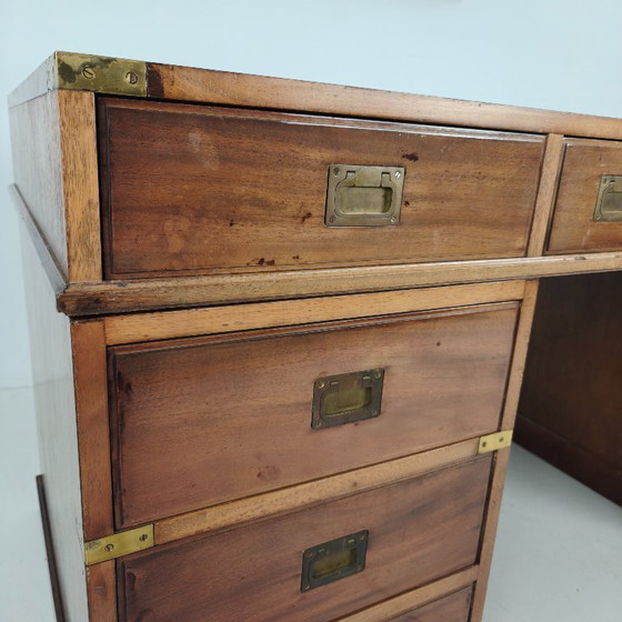 Image 1 of English campaign-style writing desk, late 20th century