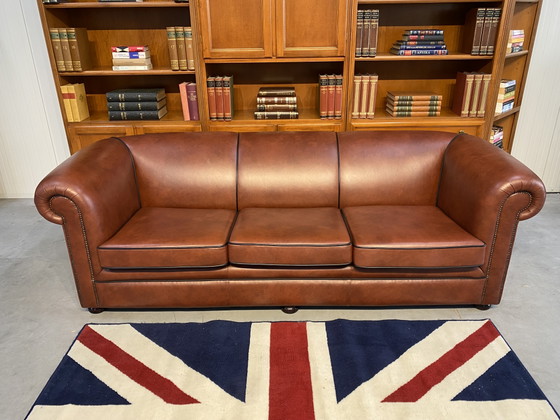 Springvale Chesterfield 3+1+1+ voetenbank bruin leer met zwarte bies – Banken, Leather, Wood (photo 4 of 15)