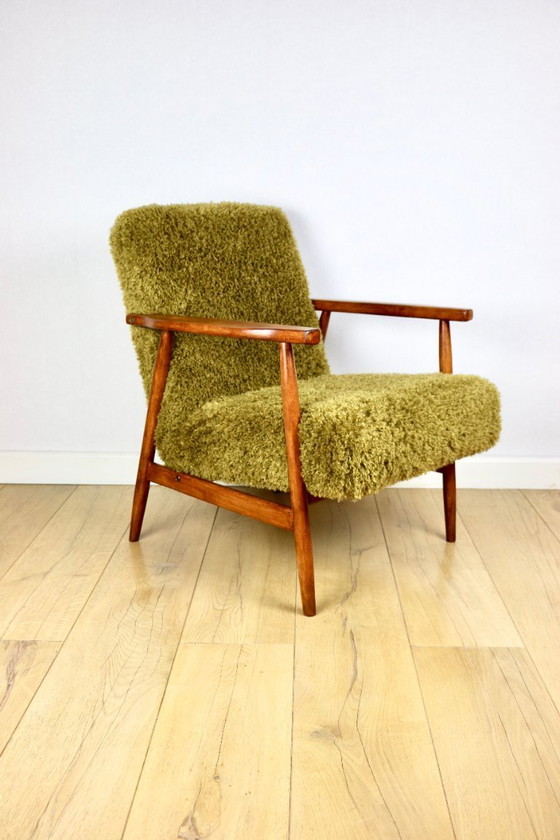 Image 1 of Vintage armchair, 1970s, fox - high pile Camel Olive Dark Khaki