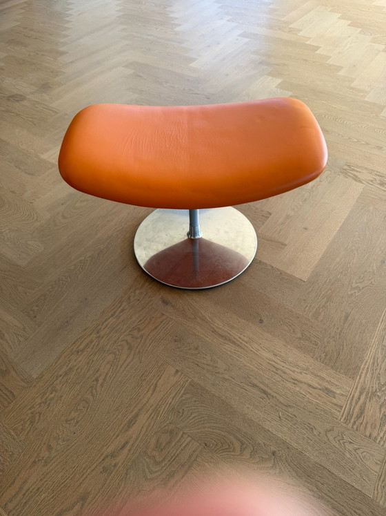 Artifort Hocker, Hocker & Poufs, Leder, Metall, Orange (Foto 6 von 6)