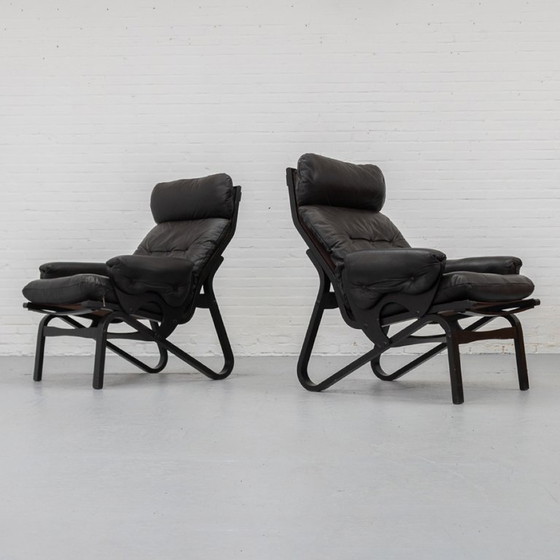 Image 1 of Sillón de cuero estilo escandinavo de los años 70