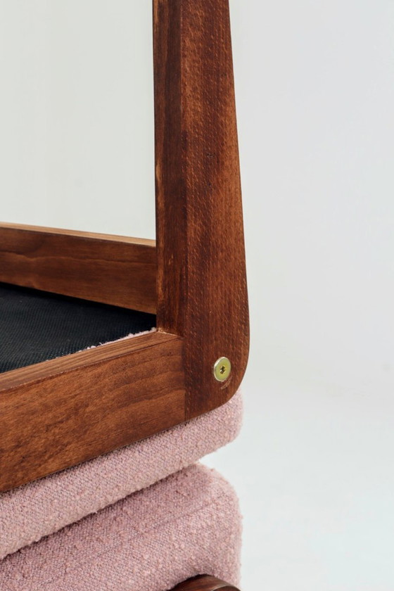 Image 1 of Sgabello scandinavo rosa bouclé set di 2