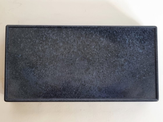 Image 1 of Raro vasetto da crema Mouson in bachelite – Effetto marmorizzato blu-nero effetto pelle di serpente