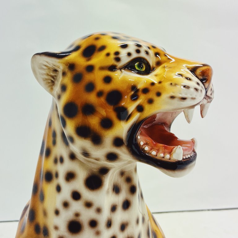 Statuette En Céramique - Guépard - Sculpture Animalière - Occasion