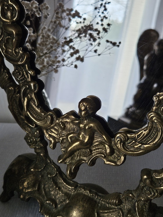 Image 1 of Specchio da tavolo in ottone barocco vintage