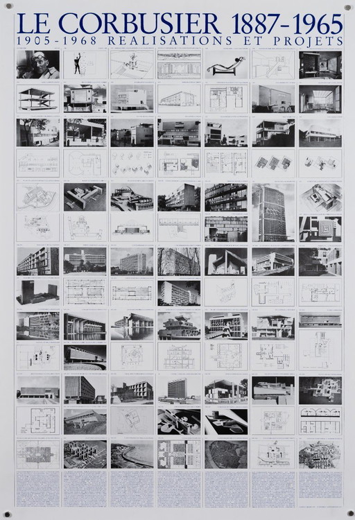Le Corbusier – Originele vintage poster uit 1987 van Le Corbusier – Modernistische architectuur – 100 x 68,5 cm
