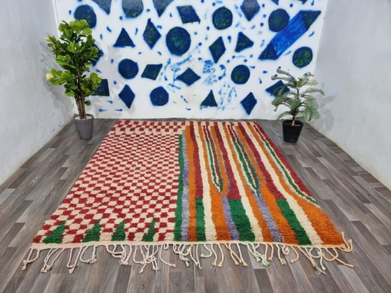Image 1 of Mehrfarbige Berber-Tapis aus Leinen, 300 cm x 150 cm