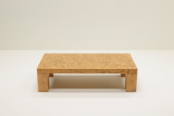 Image 1 of Rectangle Oak Mosaic Coffee Table from Rolf Middelboe & Gorm Lindum for Tranekaer, Denmark 70s