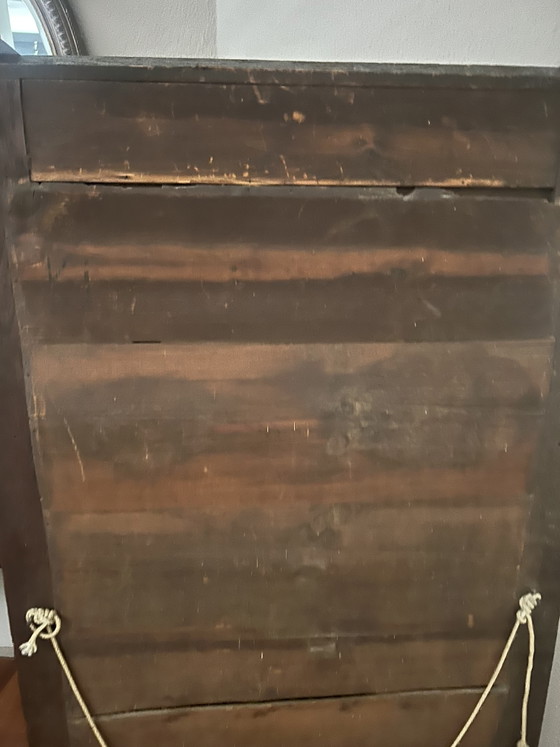 Espejo antiguo de Malinas con cresta - Roble macizo con cabezas de león y cristal facetado - 155 x 75 cm, ca. (photo 7 of 9)