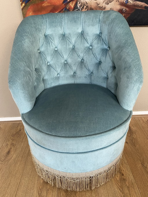 Sedia da cocktail boudoir vintage in velluto Crapaud