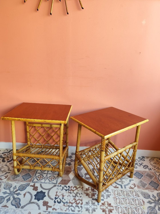 Image 1 of Chevets Vintage en Rotin