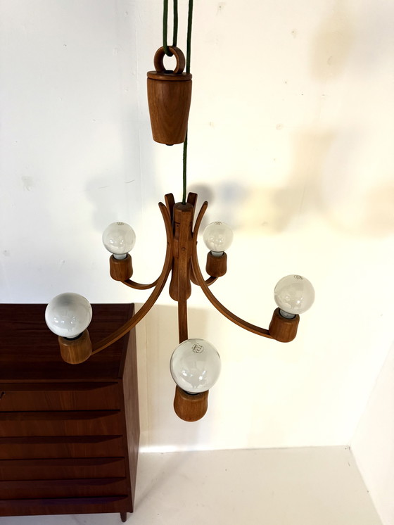 Image 1 of Contrepoids de lustre en teck vintage, Domus '80
