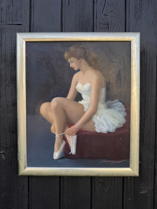 Oil painting on canvas, dancer Joan Mayor