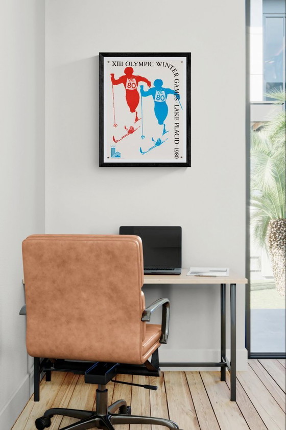 Image 1 of Lake Placid 1980 Ski Cross – 1980 – Poster olimpico originale d'epoca – Sport vintage – 63,5x48,5 cm