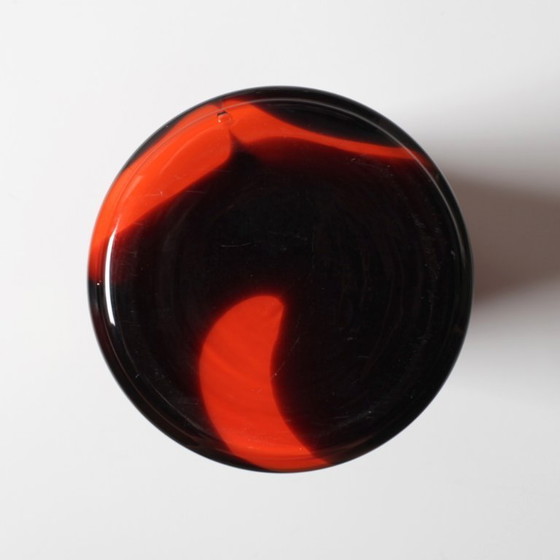 Image 1 of Zeldzame vintage vaas van Murano-glas in twee kleuren (oranje en bruin) uit het midden van de 20e eeuw / Italië / jaren 70