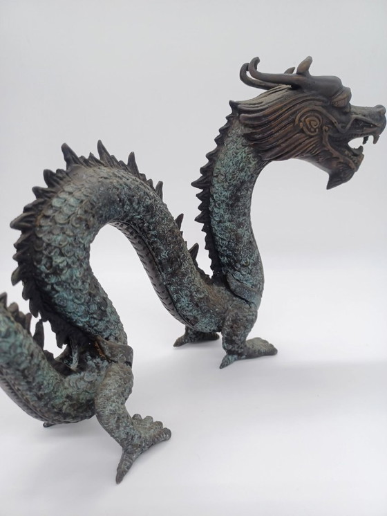 Image 1 of Paire de sculptures Dragons antique en bronze