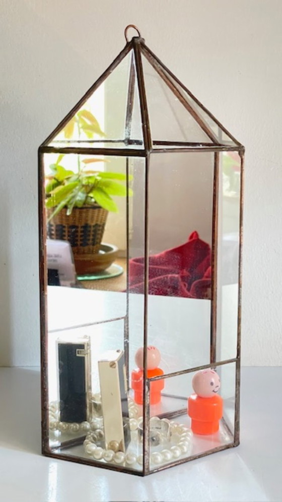 Image 1 of Fioriera vintage in vetro e ottone