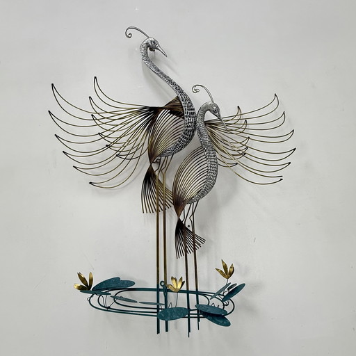 Curtis Jere Vintage Pauw Muurkunst Gesigneerd, 1970