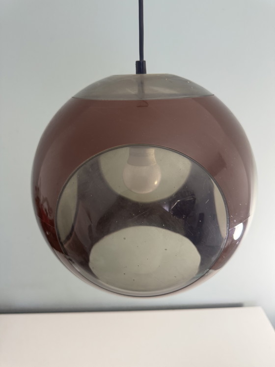 Image 1 of Vintage brown space age lamp Bug Eye pendant lamp 1970s