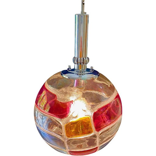 Suspension globe vintage en verre de Murano Mazzega, 1970
