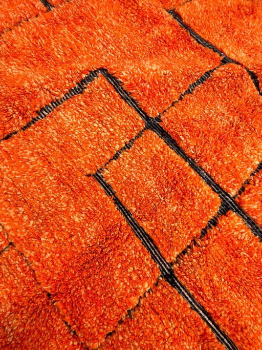 Alfombra marroquí naranja hecha a medida de 200 cm x 300 cm.