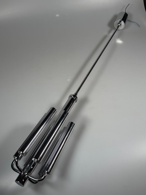 Image 1 of Kroonluchter uit de jaren 60/70 van Gaetano Sciolari voor Sciolari Chrome Design.