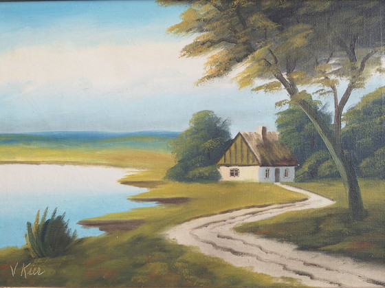 Image 1 of Peinture "The Way to Home", design scandinave, années 1970, par V. Kier