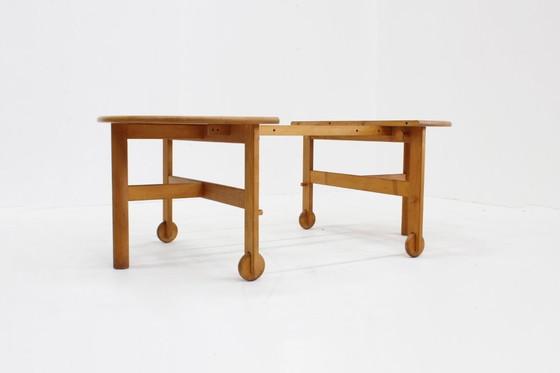 Image 1 of Vintage round extendable dining table made of solid beech wood