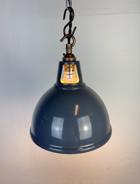 Image 1 of Lampada a sospensione vintage industriale verniciata in grigio, anni 2000