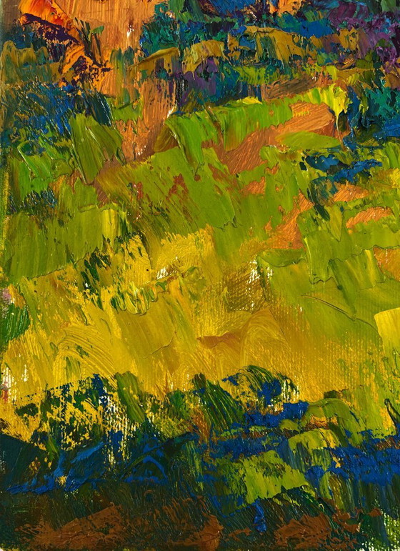 Image 1 of Original Oil Painting Evening Nature Landscape Silence In The Shade Of Old Willows